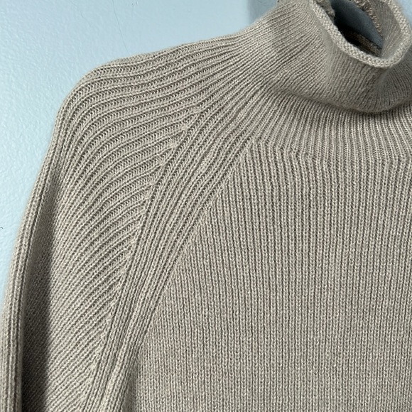 Tan Color Mock Neck Drop Shoulder Sweater Knit Dress sz M- L - Picture 16 of 17